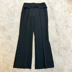 Joseph Ribkoff black pants Chinese frog closure on waist button leg detail Sz 6